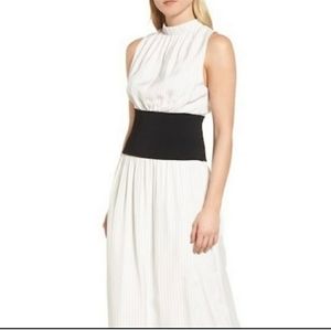 Levitt Pinstripe Banded Midi Dress